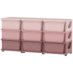 Qaba 3 Tier Kids Toy Organizer and Storage Bins with 9 Plastic Drawers, Pink
