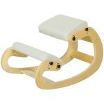 HOMCOM Ergonomic Kneeling Chair, Adjustable Rocking Wood Kneeling Stool, Desk Chair, Improve Posture, Cream White