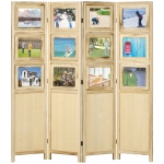 HOMCOM 4 Panel Room Divider, Folding Privacy Screens, Natural