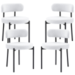HOMCOM 4 Pieces Kitchen Chairs, Modern Dining Chairs w/ Berber Fleece Upholstery and Steel Legs for Living Room, Cream White