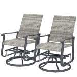 Outsunny Wicker Rattan Swivel Patio Glider Chair Set of 2, Outdoor Glider Chair with Steel Frame, High Back, Armrests, Yellow