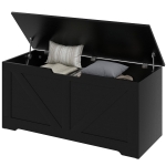 HOMCOM 39.4 Inches Storage Chest, Storage Trunk with 2 Safety Hinges for Living Room, Black Wood Grain