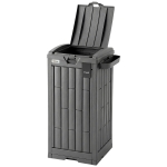 Outsunny 29 Gallon Outdoor Garbage Bin with Dual Lid, Plastic Outdoor Waste Trash Can with Side Holder and Drip Tray, Grey