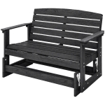 Outsunny Patio Glider Bench w/ HDPE Slatted Double Rocking Chair, Distressed Black