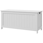 HOMCOM Storage Trunk with 2 Safety Hinges, Modern Entryway Bench with Side Handles, Storage Chest for Living Room, White