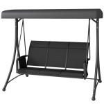 Outsunny 3 Person Outdoor Porch Swing Chair with Adjustable Canopy, Black