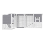 PawHut Chicken Coop with Run, L-Shaped Wooden Chicken House with 2 Houses, Outdoor Hen House with Waterproof Roof and Ramps