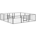 PawHut Dog Playpen, 31.5"W Heavy-Duty Metal Puppy Play Pen, Pet Exercise Fences for Outside and Indoor, DIY Design with Door for Small Dogs, 12 Panels, 23.5"H
