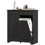 HOMCOM Laundry Cabinet, Tilt Out Laundry Hamper Cabinet with 2 Baskets, Bathroom Hamper Cabinet with 2 Drawers, Black