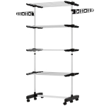 HOMCOM Garment Drying Rack Stainless Steel Folding Clothes Hanging Rack with Side Wings Castors for Indoor Outdoor Black