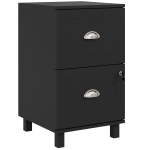 HOMCOM 2-Drawer Small Filing Cabinet Lockable Home Office Storage Cabinet with Adjustable Hanging Bars for A4 Letter Black
