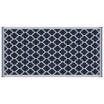 Outsunny Reversible Outdoor Rug, 9' x 18' Waterproof Plastic Straw Floor Mat, Portable RV Camping Carpet, Blue & White