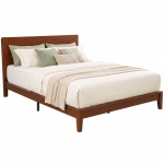 HOMCOM Queen Size Bamboo Platform Bed Frame with Headboard and 12 Poplar Slats, No Box Spring Needed, Easy Assembly, Brown