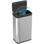 HOMCOM 12 Gallon (45 L) Sensor Can, Automatic Garbage Can with Soft-Close Lid, Fingerprint-Proof Stainless Steel, Silver