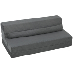 HOMCOM Floor Chair with Back Support Four-Fold Floor Gaming Chair Side Pockets Pillow Floor Seat Sofa Bed, Dark Grey
