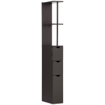 HOMCOM 54" Tall Bathroom Storage Cabinet, Freestanding Linen Tower with 2-Tier Shelf and Drawers, Narrow Side Floor Organizer, Brown