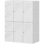 HOMCOM Portable Wardrobe, Foldable Plastic with 8 Compartments, 2 Hanging Rods and Magnetic Doors, White