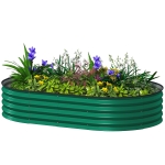 Outsunny 5' x 3' x 1' Large Outdoor Planter Box, Galvanized Raised Garden Bed with Metal Plant Stake, Green