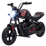 Qaba 24V Kids Electric Motorcycle with 180W Motor, 12" Rubber Tires, Up to 11MPH, Twist Throttle for Ages 6-12, Black