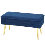 HOMCOM 31" Storage Ottoman, Velvet End of Bed Bench with Steel Legs, Foot Stool with Storage for Bedroom, Living Room