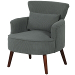 HOMCOM Modern Accent Chair, Upholstered Armchair with Solid Wood Legs and Lumbar Pillow for Living Room, Grey