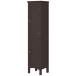 kleankin Tall Bathroom Cabinet, Freestanding Storage Organizer with Adjustable Shelves and Cupboards, 15" x 13" x 63", Dark Brown