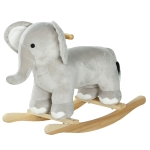 Qaba Kids Rocking Animal, Elephant Rocker with Realistic Sounds, Plush Ride on Toy for Years 2-4, Gray