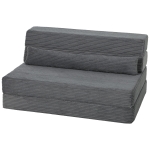 HOMCOM Floor Chair with Back Support Four-Fold Floor Gaming Chair Side Pockets Pillow Floor Seat Sofa Bed, Dark Grey