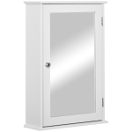 kleankin Medicine Cabinet with Mirror, Wall Mounted Medicine Cabinet with Door and Shelves, White