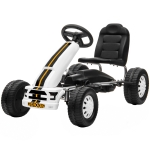 Qaba Lightweight Pedal Go Kart with Steering Wheel, Go Cart Ride on Toy with Adjustable Seat for 3+ Years, White
