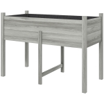 Outsunny Wooden Raised Planter Box with Drain Holes for Vegetables, Flowers, Outdoor Garden Bed, 45.3x21.7x31.5inch, Grey