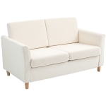 HOMCOM 2-Seat Sofa Two-Seater Couch with Armrests and Wood Legs for Living Room, Bedroom, Cream White