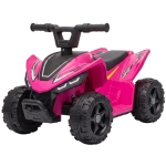 Qaba 6V Kids ATV, 4 Wheels Kids Quad with Button Control, 45Mins Runtime, Max 1.2MPH, Max 55lbs Load for 18-48 M, Rose Red