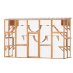 PawHut Catio Playground Cat Window Box Outside Enclosure for Multiple Cats w/ Shelves & Bridges, Orange