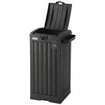 Outsunny 29 Gallon Outdoor Garbage Bin with Dual Lid, Plastic Outdoor Waste Trash Can with Side Holder and Drip Tray, Black