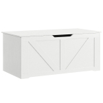 HOMCOM 39.4 Inches Storage Chest, Storage Trunk with 2 Safety Hinges for Living Room, White Wood Grain