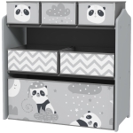 Qaba Toy Storage Organizer with 6 Storage Bins and 3-Tier Bookshelf, Toy Storage Shelf for Bedroom, Animal Design, Gray