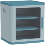 Qaba Toy Storage Organizer, 3 Tier Adjustable Toy Storage Cabinet Dustproof HDPE Plastic, Transparent Door, Light Blue