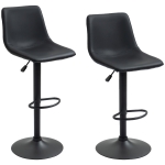 HOMCOM Adjustable Counter Height Bar Stools Set of 2, 360° Swivel Kitchen Counter Stools Dining Chairs with Backs, Vintage Leather, Retro Grey