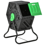 Outsunny Rotating Composter, Compost Bin with 24 Vents and Steel Legs, 17 Gallon, Green