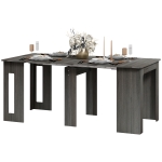 HOMCOM 23.6"-70.9" Extendable Dining Table for 6-8 People, Space-Saving Rectangular Kitchen Table for Small Spaces, Dining Room, Kitchen, Living Room, Grey