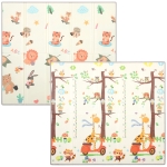 Qaba Foldable & Reversible Baby Play Mat, 79" x 71"Thick Play Mat for Floor, Waterproof Non-Slip, Giraffe & Woodland Animals