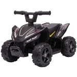 Qaba 6V Kids ATV, 4 Wheels Kids Quad with Button Control, 45Mins Runtime, Max 1.2MPH, Max 55lbs Load for 18-48 M, Black