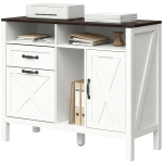 HOMCOM Lateral Filing Cabinet for Letter/A4 Hanging Files, File Cabinet with Open Compartments for Home Office, White