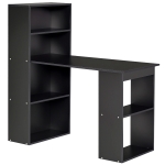 HOMCOM Modern Computer Desk with Storage Shelves, 47" Writing Table Workstation with Bookshelf for Home Office, Black