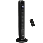 HOMCOM 2-In-1 Portable Electric Tower Heater, Oscillating Space Heater for Indoor Use with Remote Control, 8H Timer, Black