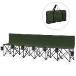 Outsunny 6 Seat Folding Camping Chair with Cup Holder and Carrying Case for Camping, Picnic, Sports Events, Dark Green