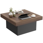 HOMCOM Square Coffee Table with 16-Colour LED Lights, 35-inch Modern Center Table for Living Room, Walnut