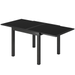 Outsunny Aluminum Expandable Outdoor Dining Table with Tempered Glass Tabletop and Aluminum Frame, for Garden, Backyard, Black
