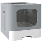 PawHut Cat Litter Box with Lid, Slide-Out Drawer, Scoop, Easy Clean, Odour Control, Anti-Splashing, Grey